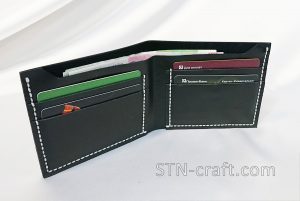 Портмоне кожаный с белой строчкой