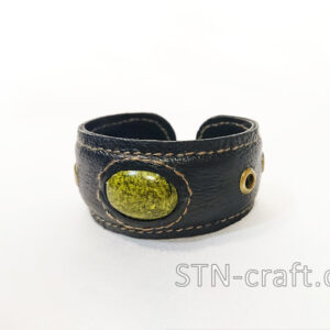 Кожаный браслет Змеевик
